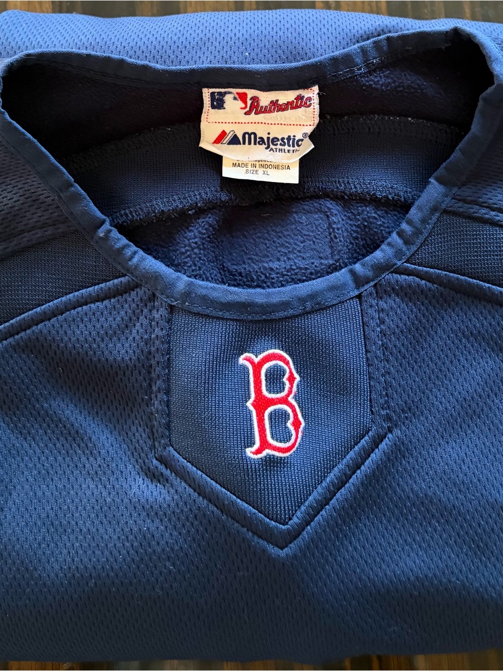 Men’s Boston Red Sox Baseball Majestic Navy Pullover with Red 'B' Team Logo
